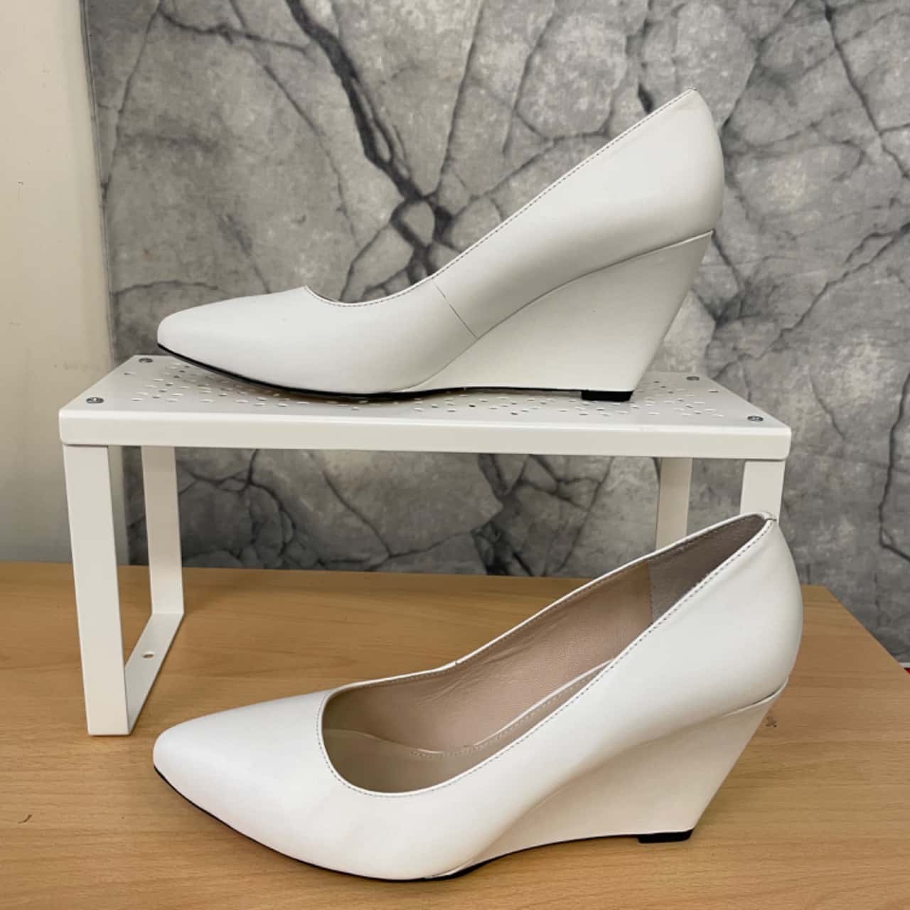 white wedge heels women