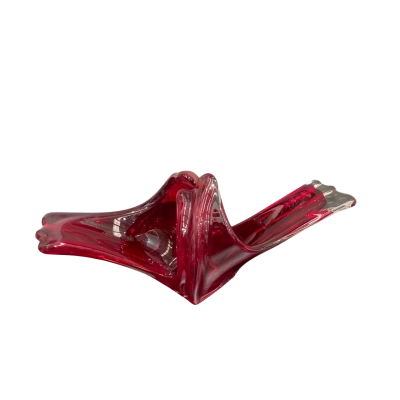 Vintage Murano Glass Vase Featuring à Red Sommerso Technique 