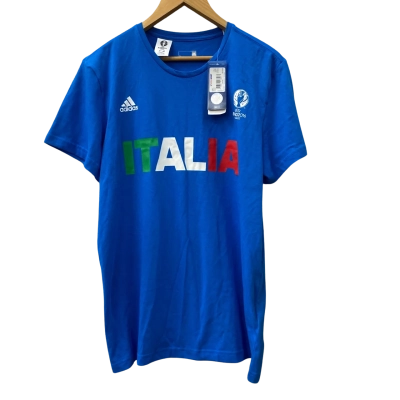 Adidas Mens 2016 Italy football Short Sleeve T-shirt Blue 
