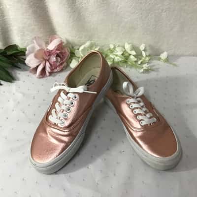 Vans Off The Wall Womens Size 8.5 Metallic Rose Gold Lace-up Sneakers  