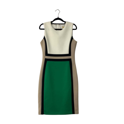 Calvin Klein Dress Size 8 Beige / Green / White 