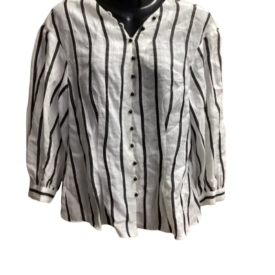 Veronika Maine Womens  Size 10 Blouse Pinstriped 