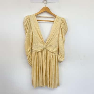Sabina Musayev Gold Long Sleeve Mini Dress Size S 