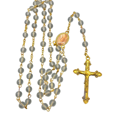  Womens Beaded Gold-tone Rosary Beads 