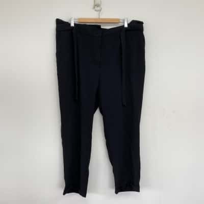Liz Jordan Black Woven Tie Pants  Size 18 