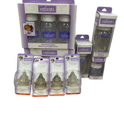Kids infanti Bottles Consist of 2 packs of neck bottles/3 neck gripper bottles: 4 flow nipples 