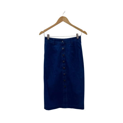 Herringbone Womens  Size 4 Denim Midi Skirt Blue 
