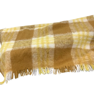 Vintage Glen Isle Pure Scottish Mohair Throw Blanket 150 x 110 cm Mustard Colour