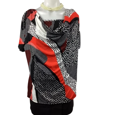 Noni B Ruby Top Printed - Black Size Large