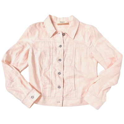 Jacqui-E Womens Size 6 Light Pink Button-Up Shirt