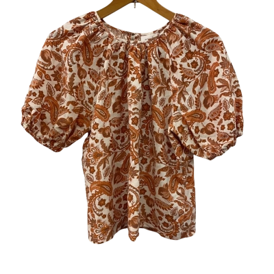 Seed Womens  Size 10 Short Sleeve Top Burnt Orange / Cream 