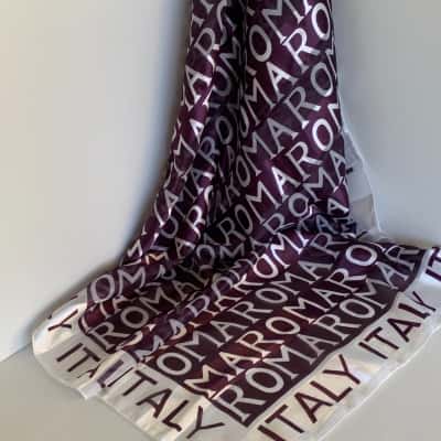 Roma Italy Souvenir Scarf - Bold Maroon and White Print