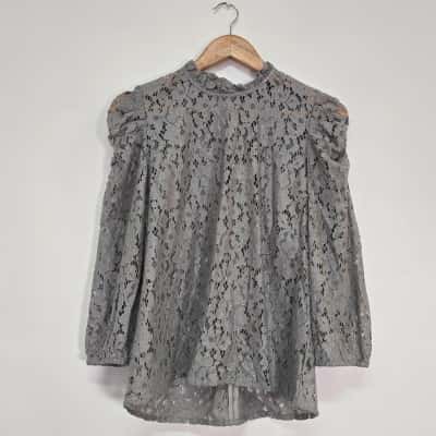 Decjuba Womens  Size 10 Long Sleeve Top Grey 