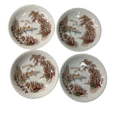 Johnson Bros "Castle on the Lake" Saucer Set 