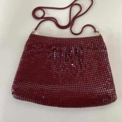 Womens ultra mesh red wine evening bag vintage