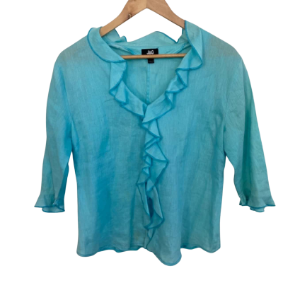 Jag Womens  Size 12 3/4 Sleeve Top / Button Up Top Blue 