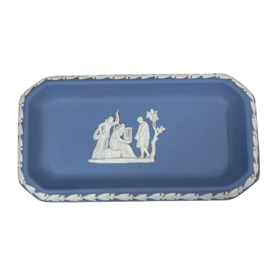 Wedgewood Blue Jasperware Rectangular Trinket Plate, 16cm x 9cm