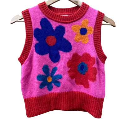 Gorman Pink Flower Patterned Knit Vest Size 6