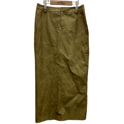 Pretty Little Thing Size 10 FAUX LEATHER Maxi/Pencil Skirt Olive 