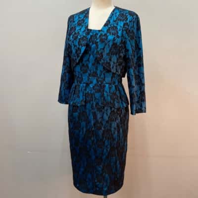 Studibaker Womens  Lace 2-piece Set Size 14 Black  / Blue 