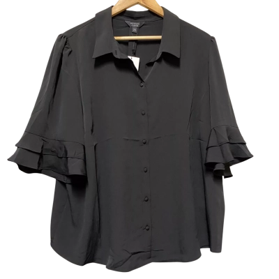 Portmans Womens  Size 20 Button Up Top Black  