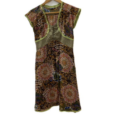 Betsey Johnson Womens  Dress Size 6 Brown / Green / Pink  / White 