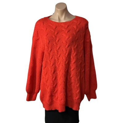 Virtuelle Womens Size S Orange Cable Pattern Jumper