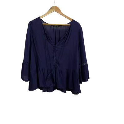 Sass Womens  Size 14 Bell Sleeve Blouse Navy Blue