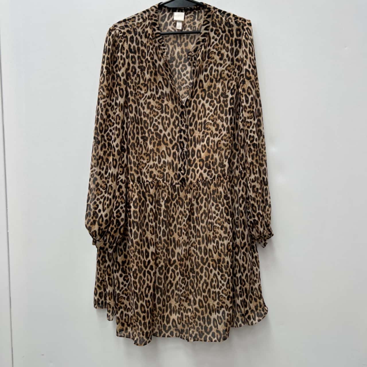 chinese dress ladies H&M Leopard Print Long Sleeve Mini Dress Size 12 main image 0