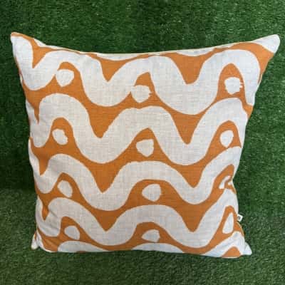 Burnt Orange & Royal Blue Design Cushion 