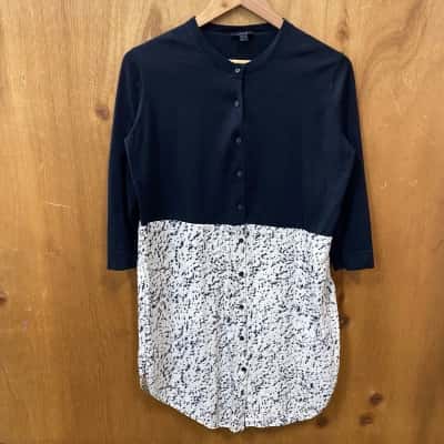 COS Black/White Patterned Contrast Shirt Size S