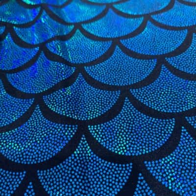 BlackMilk - blue mermaid scales Leggings Black  / Blue 