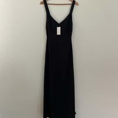 AERE Womens  Size 14 Slip Dress - Black Silky Fabric - NEW with Tags