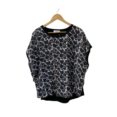  Et Alia Womens  Size XXXL Short Sleeve Top Black  / Floral / White 