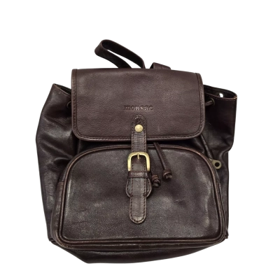  Womens Brown Vintage Monsac Real Cowhide Leather Bag/Backpack with Tartan Lining