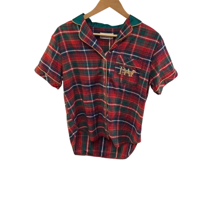 BNWT Peter Alexander  Size XS Pyjama Shirt Gingham / Green / Red RRP $79.95