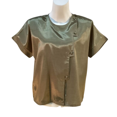 Thai Silk Womens Size S Silk Top Green 