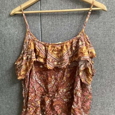 Spell & The Gypsy Collective  top Womens  Size XL Beige / Burnt Orange / Floral / Mustard 