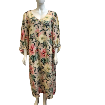 Brand New Adorne Womens Size 16 Emery Linen Midi Dress Multicoloured