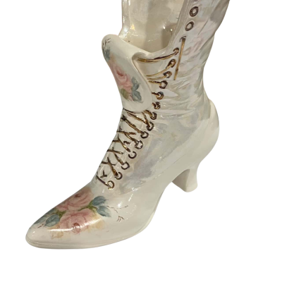 Vintage porcelain Victorian - style boot vase