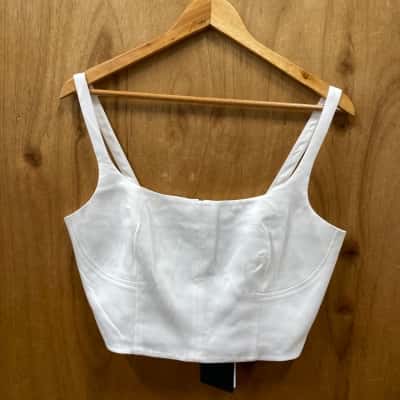 Witchery Chalk Seam Detail Bustier Shirt Size 10