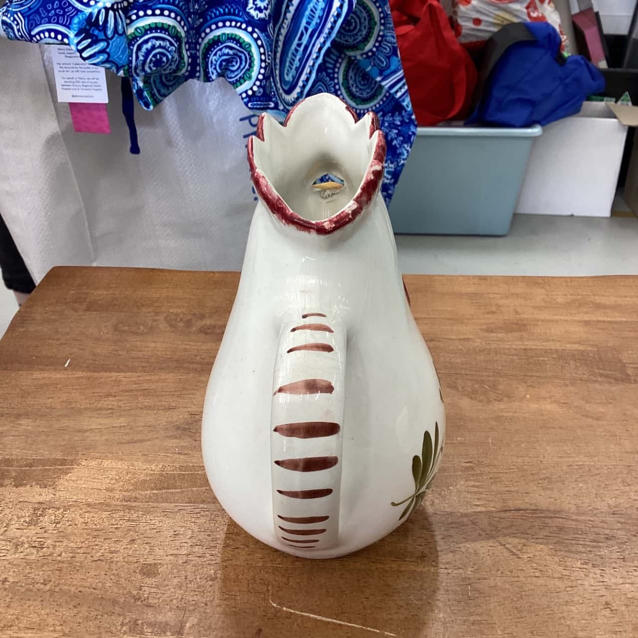 Vintage Italian Hand Painted Ceramic Rooster Jug