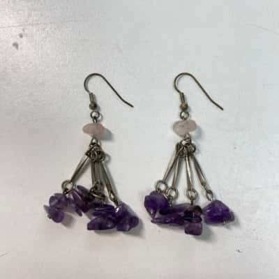Amethyst Gemstone Sterling Silver Earrings 