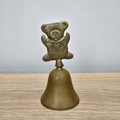 Vintage Brass Teddy Bear Bell 