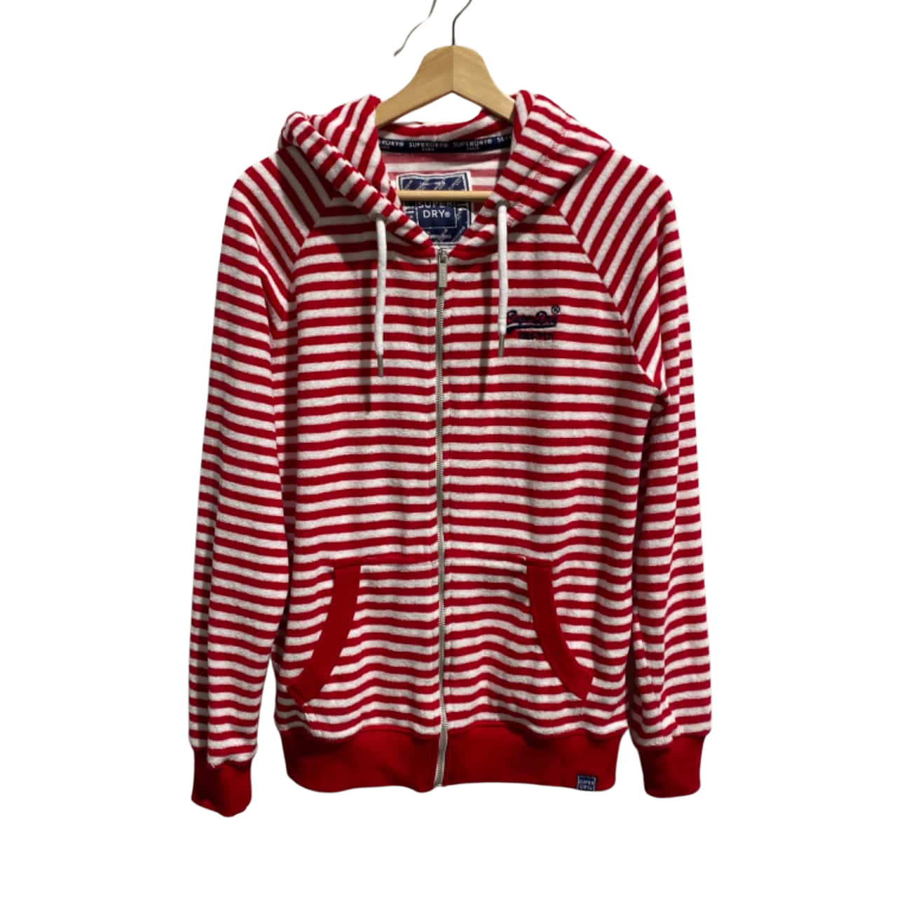 Superdry Womens Size S Hoodie Red / Striped / White (s)
