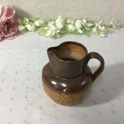 Vintage Doulton Lambeth Two-tone Brown Harvest Pattern Stoneware Jug