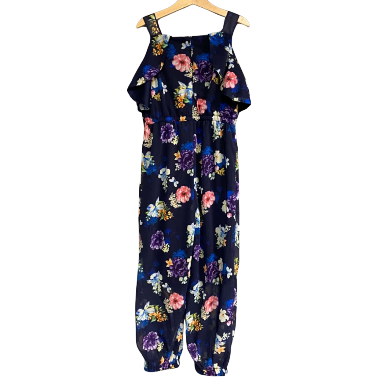 Ollies Place Kids Size 7 Jumpsuit Floral / Navy Blue NEW With Tags