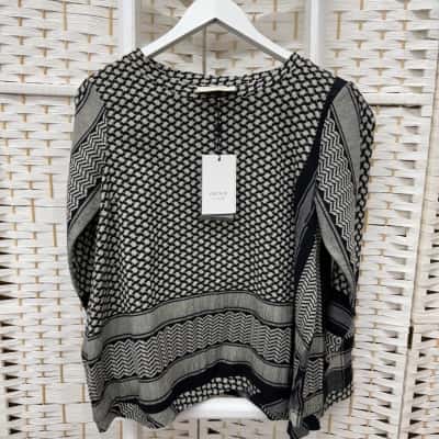 Cecilie Copenhagen Womens  Size XS Long Sleeve Top Grey / Pattern 