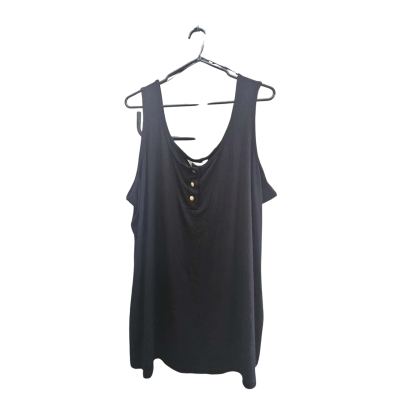 Beme - Womens - Black - Ribbed-Button - Tank-Top