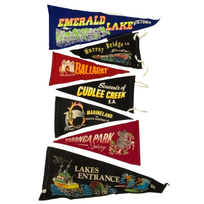 Vintage Australian Travel Pennants x7
